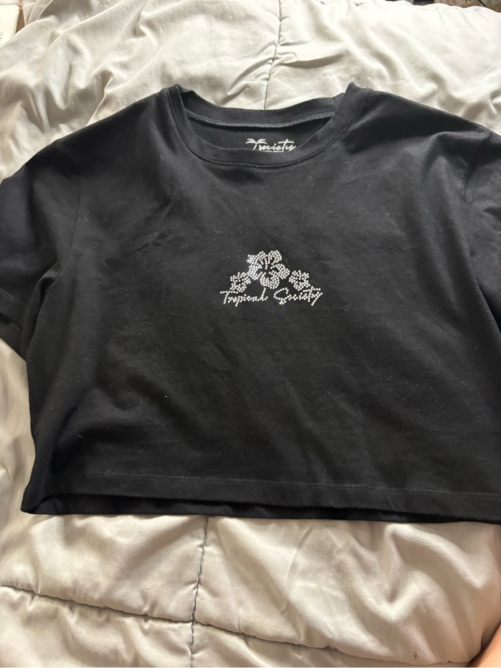 Tropical society black crop top